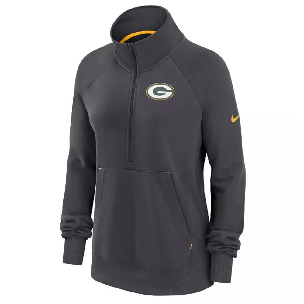 Nike Charcoal Green Bay Packers Premium Raglan Performance Half-Zip Sweatshirt S